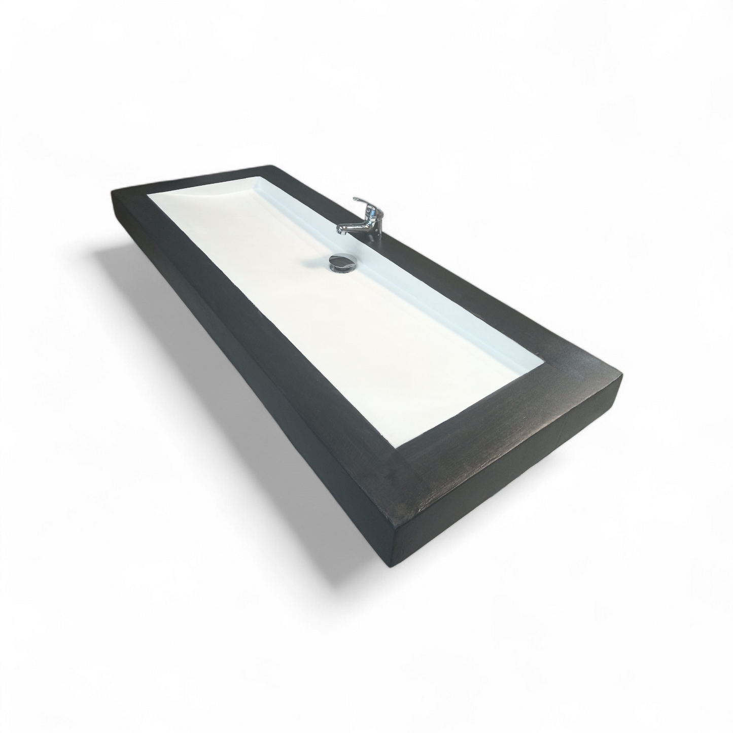 Plan double vasque bicolore noir & blanc – Édition Céleste – béton ciré renforcé – fabrication artisanale française Gakeal