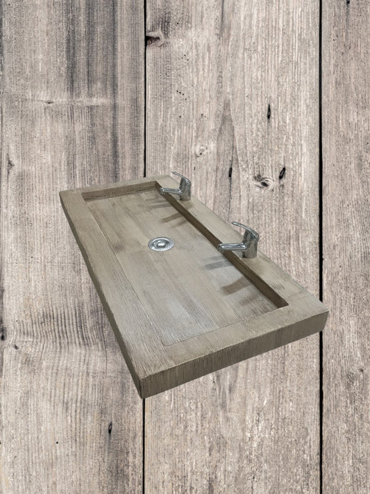 Plan double vasque en béton fibré cimenté effet bois chêne   , fabriqué artisanalement en France par Gakeal