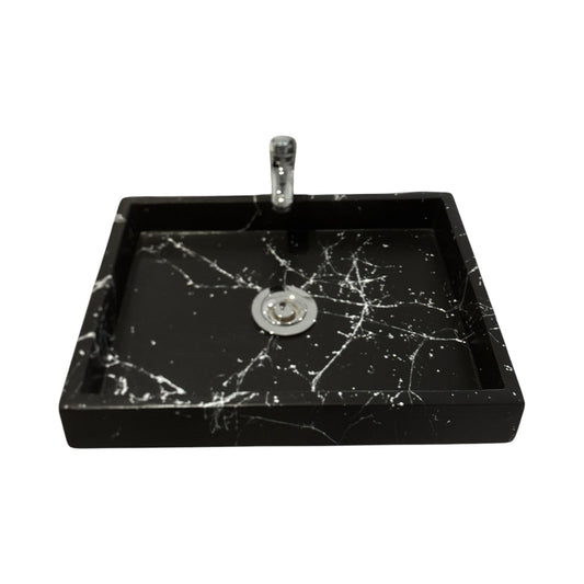 Vasque à poser rectangle en béton noir effet marbre 47x35x7 ,fabriqué artisanalement en France par Gakeal