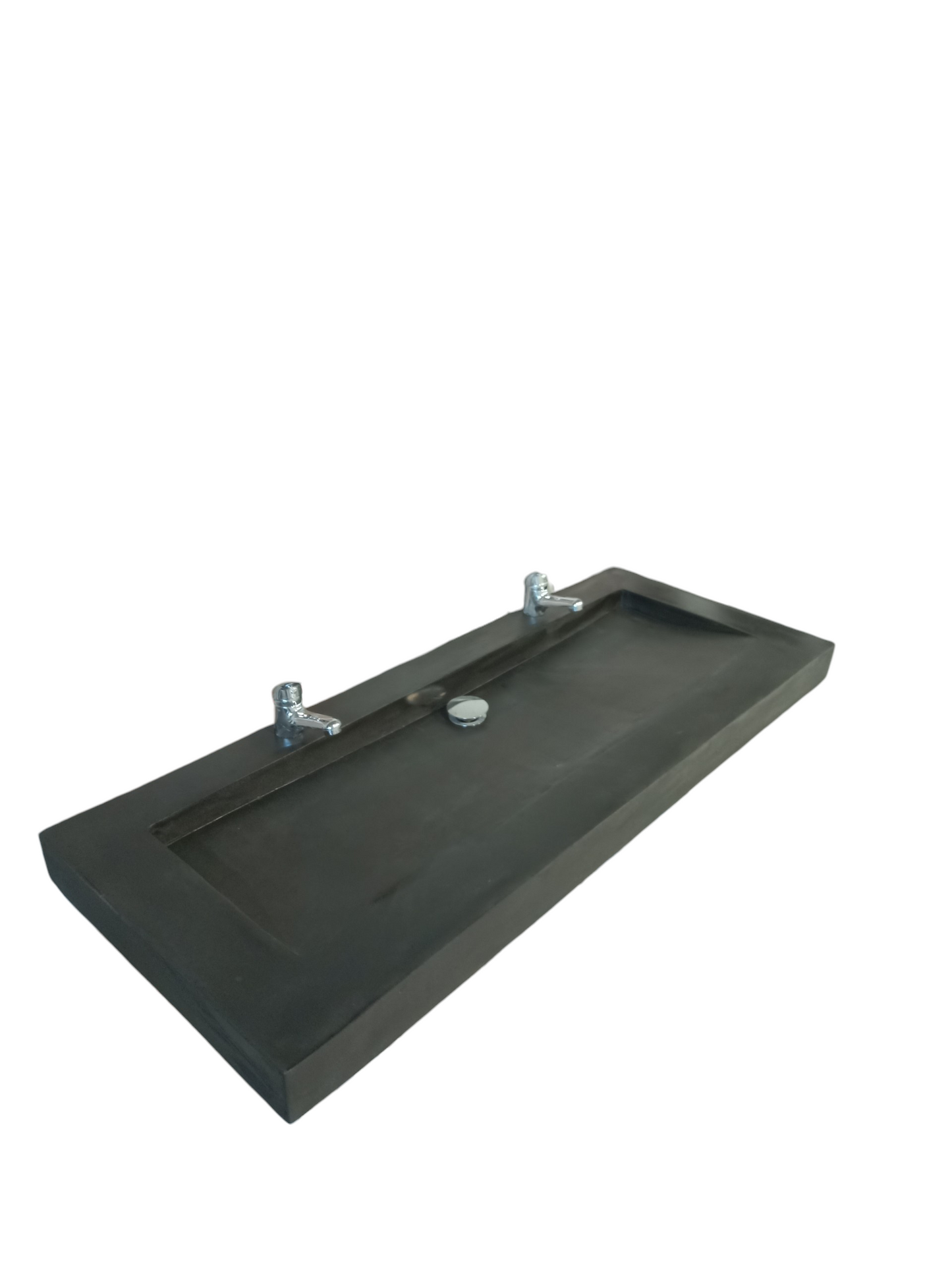 Plan double vasque noir effet ciré – en composite minéral armé – fabrication artisanale française Gakeal
