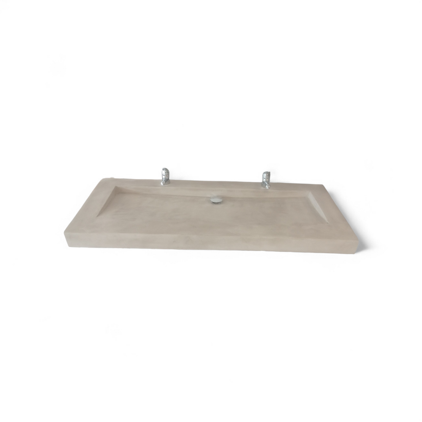 Plan double vasque beige – Édition Céleste en composite minéral armé – fabrication artisanale française Gakeal