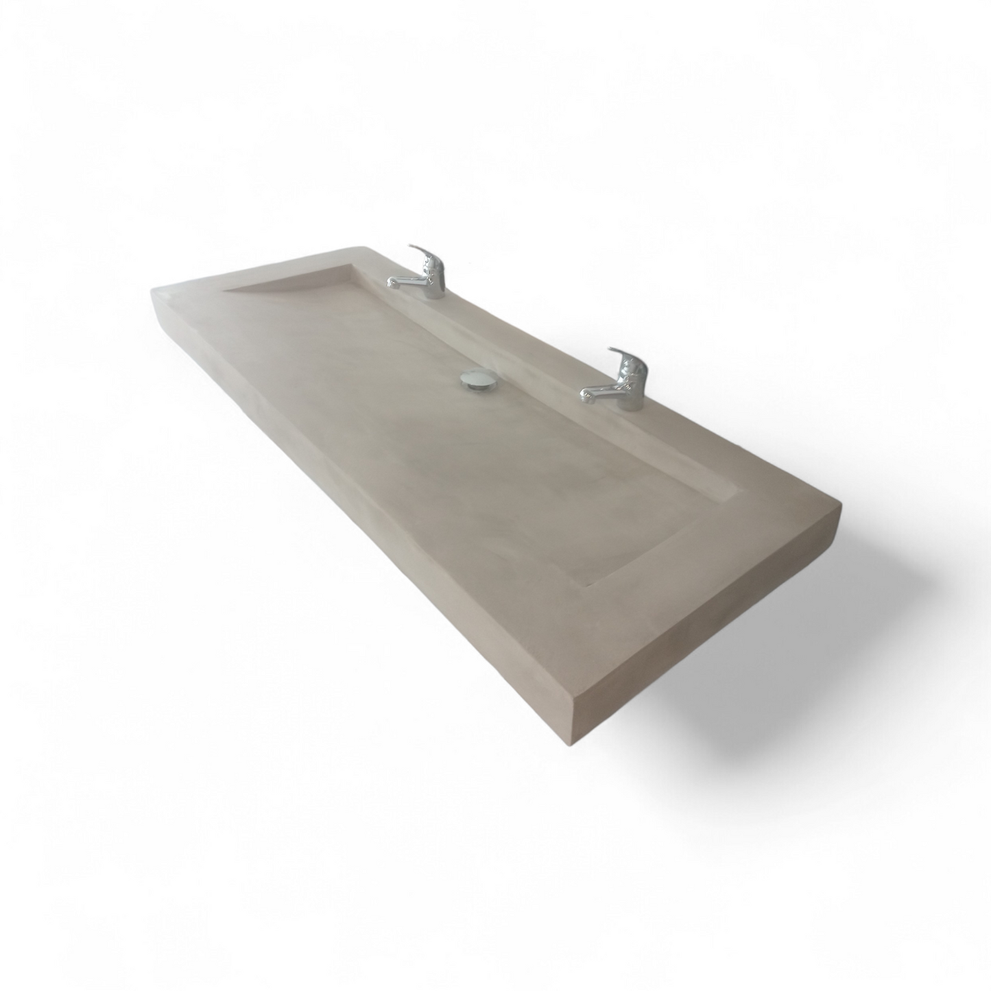 Plan double vasque beige – Édition Céleste en composite minéral armé – fabrication artisanale française Gakeal