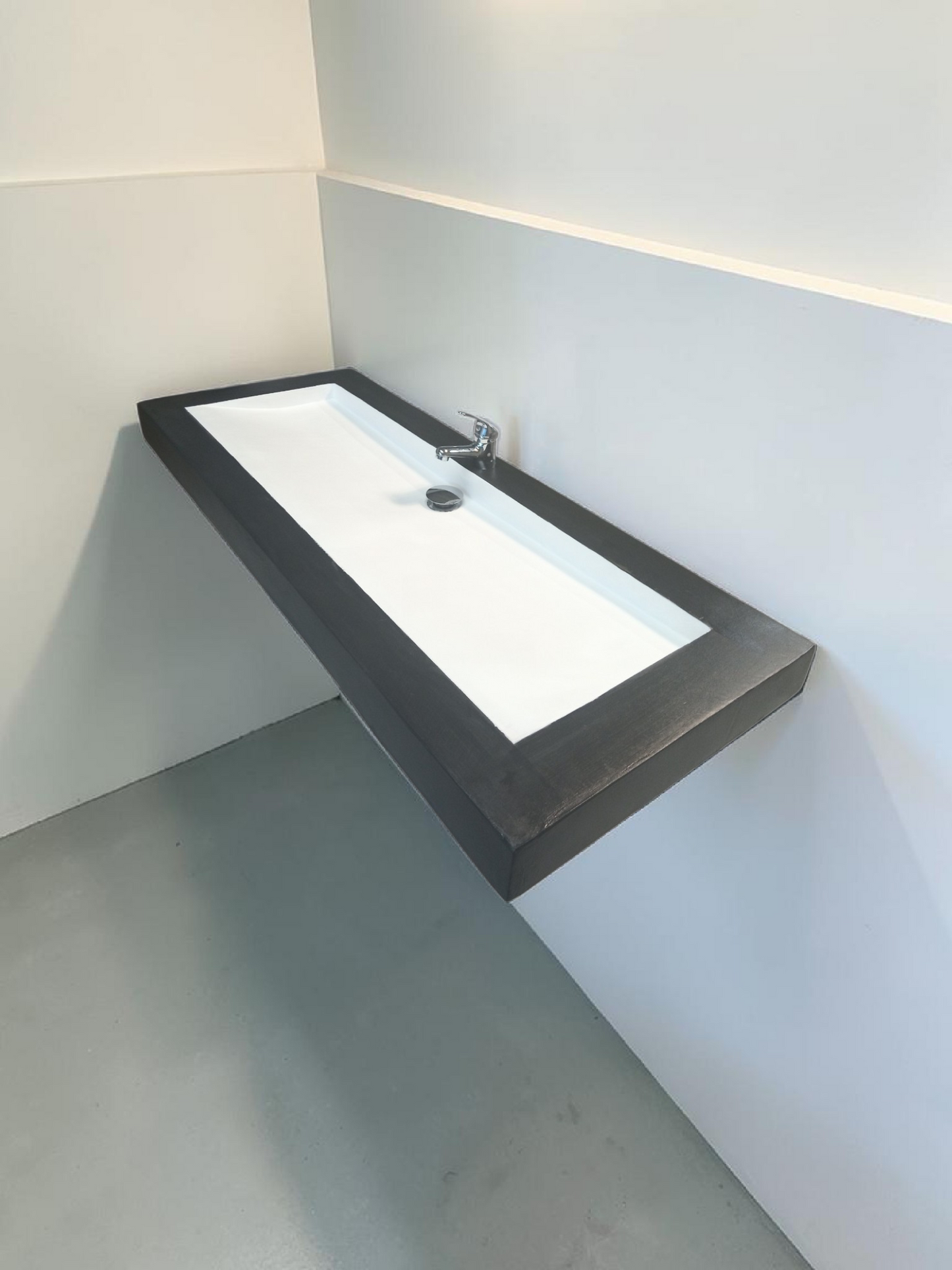 Plan double vasque bicolore noir & blanc – Édition Céleste – béton ciré renforcé – fabrication artisanale française Gakeal