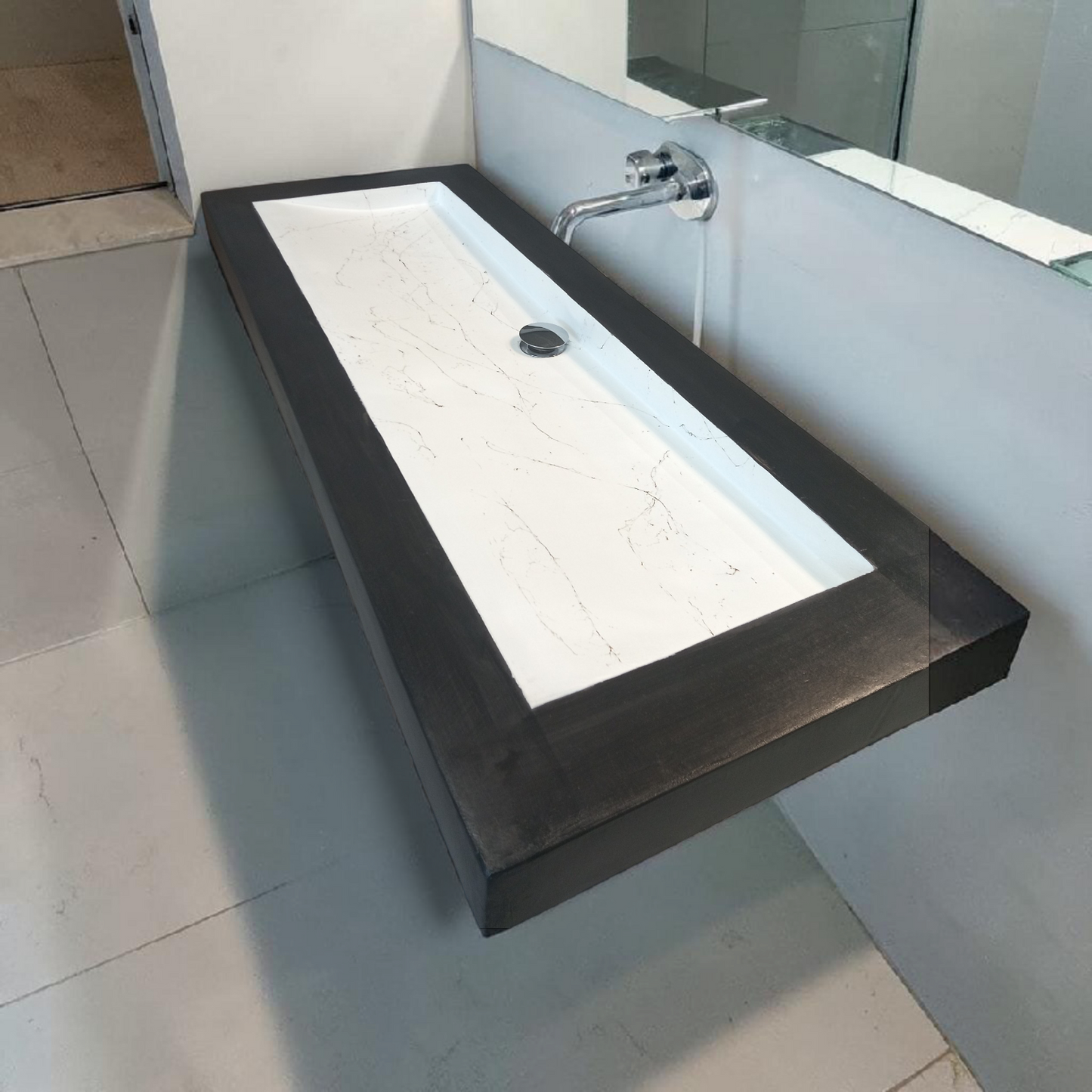 Plan double vasque bicolore noir & blanc effet doré– Édition Céleste – béton ciré renforcé – fabrication artisanale française Gakeal (Copie)